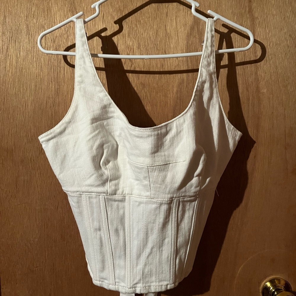 Maeve Cream Corset-Style Bodysuit